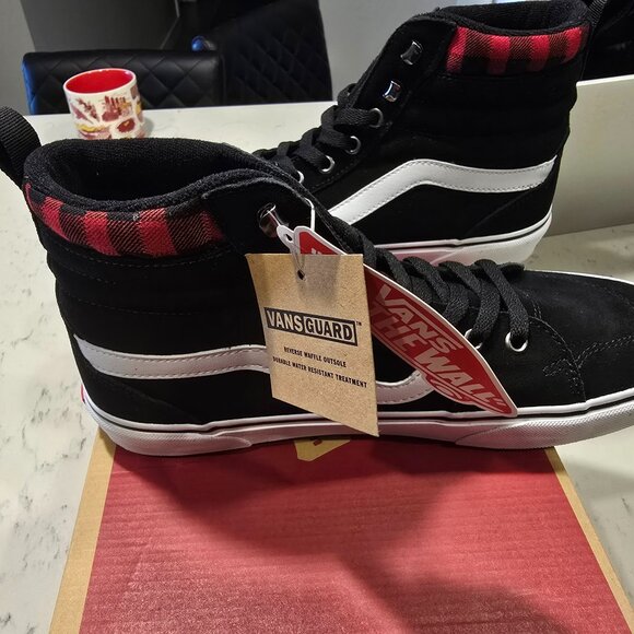 Vans Filmore Hi Vansguard Leather Suede Men's 10 Black CHECKERBOARD SHOES BOOTS - Picture 1 of 10